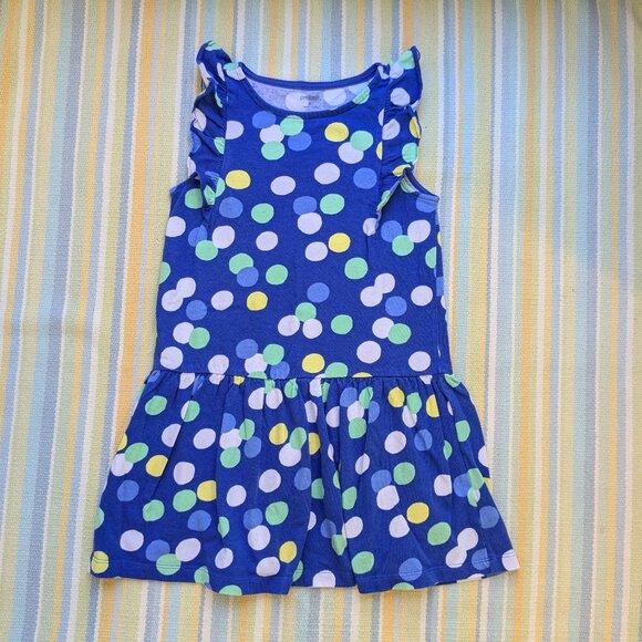 Gymboree Blue knit polka dot dress size Medium - Picture 1 of 9